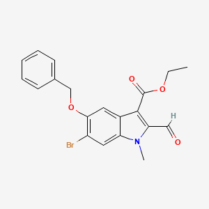 molecular formula C20H18BrNO4 B1450603 ethyl 5-(benzyloxy)-6-bromo-2-formyl-1-methyl-1H-indole-3-carboxylate CAS No. 1704066-45-4