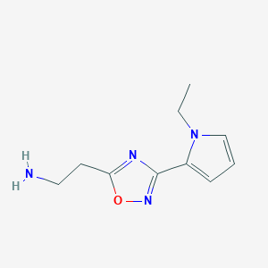 molecular formula C10H14N4O B1450606 2-(3-(1-乙基-1H-吡咯-2-基)-1,2,4-恶二唑-5-基)乙-1-胺 CAS No. 1955522-84-5
