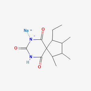 molecular formula C13H19N2NaO3 B14506085 Sodium 1-ethyl-2,3,4-trimethyl-7,9-diazaspiro(4.5)decane-6,8,10-trione CAS No. 63990-00-1