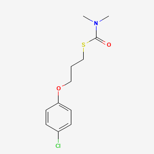 molecular formula C12H16ClNO2S B14506146 S-[3-(4-Chlorophenoxy)propyl] dimethylcarbamothioate CAS No. 62806-54-6