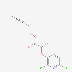 molecular formula C14H15Cl2NO3 B14506264 hex-3-ynyl 2-(2,6-dichloropyridin-3-yl)oxypropanoate CAS No. 62804-81-3