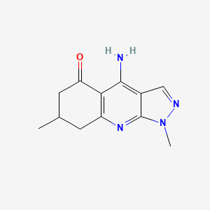 molecular formula C12H14N4O B1450646 4-Amino-1,7-dimethyl-1,6,7,8-tetrahydro-5h-pyrazolo[3,4-b]quinolin-5-one CAS No. 2173115-76-7