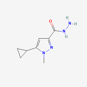 molecular formula C8H12N4O B1450652 5-环丙基-1-甲基-1h-吡唑-3-甲酰肼 CAS No. 2200876-67-9