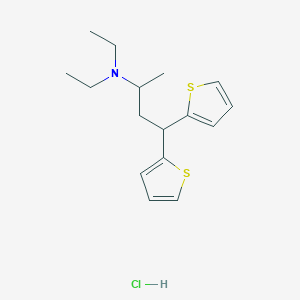 molecular formula C16H24ClNS2 B14506549 N,N-Diethyl-alpha-methyl-gamma-2-thienyl-2-thiophenepropanamine hydrochloride CAS No. 63732-13-8