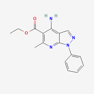 molecular formula C16H16N4O2 B1450658 ethyl 4-amino-6-methyl-1-phenyl-1H-pyrazolo[3,4-b]pyridine-5-carboxylate CAS No. 162432-61-3