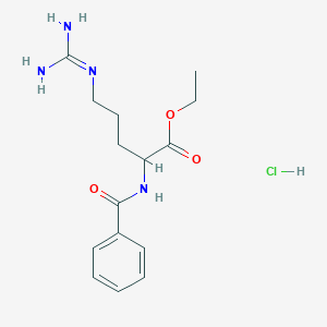 molecular formula C15H23ClN4O3 B145066 Ethyl 5-[[amino(imino)methyl]amino]-2-(benzoylamino)pentanoate hydrochloride CAS No. 128805-94-7