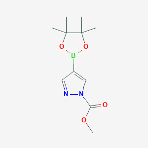 molecular formula C11H17BN2O4 B1450669 4-(4,4,5,5-四甲基-[1,3,2]二氧杂硼环丁烷-2-基)-吡唑-1-羧酸甲酯 CAS No. 1416060-21-3