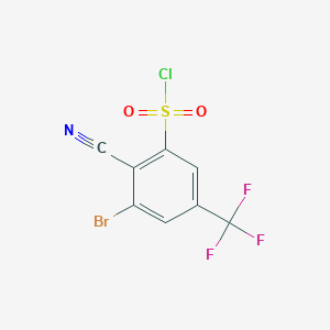 molecular formula C8H2BrClF3NO2S B1450680 3-Bromo-2-cyano-5-(trifluoromethyl)benzenesulfonyl chloride CAS No. 1806849-71-7