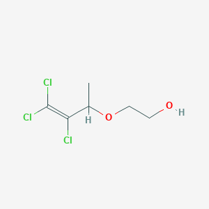 molecular formula C6H9Cl3O2 B14506843 2-[(3,4,4-Trichlorobut-3-en-2-yl)oxy]ethan-1-ol CAS No. 64968-76-9
