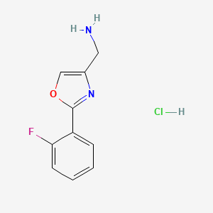 molecular formula C10H10ClFN2O B1450687 2-(2-Fluoro-phenyl)-oxazol-4-yl-methylaminehydrochloride CAS No. 1965309-02-7