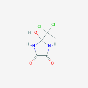 molecular formula C5H6Cl2N2O3 B14506983 2-(1,1-Dichloroethyl)-2-hydroxyimidazolidine-4,5-dione CAS No. 63612-32-8