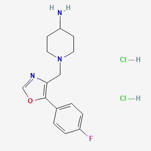 molecular formula C15H20Cl2FN3O B1450711 1-((5-(4-Fluorophenyl)oxazol-4-yl)methyl)piperidin-4-amine dihydrochloride CAS No. 2140305-31-1