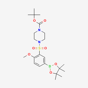 molecular formula C22H35BN2O7S B1450712 Tert-butyl 4-(2-methoxy-5-(4,4,5,5-tetramethyl-1,3,2-dioxaborolan-2-yl)phenylsulfonyl)piperazine-1-carboxylate CAS No. 1628016-45-4