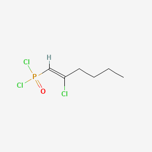 molecular formula C6H10Cl3OP B14507215 Phosphonic dichloride, (2-chlorohex-1-enyl)- CAS No. 63869-30-7