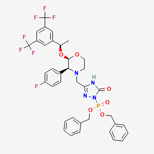 B1450740 2-bis(phenylmethoxy)phosphoryl-5-[[(2R,3S)-2-[(1R)-1-[3,5-bis(trifluoromethyl)phenyl]ethoxy]-3-(4-fluorophenyl)morpholin-4-yl]methyl]-4H-1,2,4-triazol-3-one CAS No. 265121-01-5