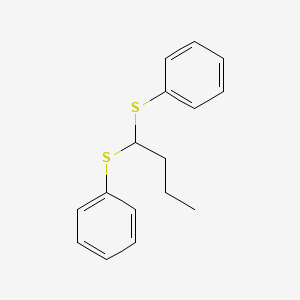 molecular formula C16H18S2 B14507438 Benzene, 1,1'-[butylidenebis(thio)]bis- CAS No. 64269-39-2