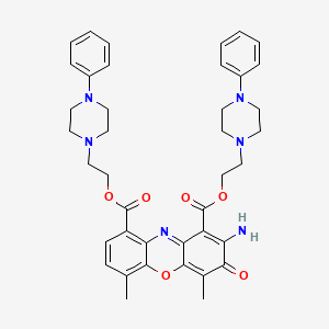 molecular formula C40H44N6O6 B14507666 Bis[2-(4-phenylpiperazin-1-yl)ethyl] 2-amino-4,6-dimethyl-3-oxo-3H-phenoxazine-1,9-dicarboxylate CAS No. 63879-42-5