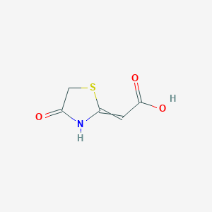 molecular formula C5H5NO3S B14507696 Acetic acid, (4-oxo-2-thiazolidinylidene)- CAS No. 63250-49-7