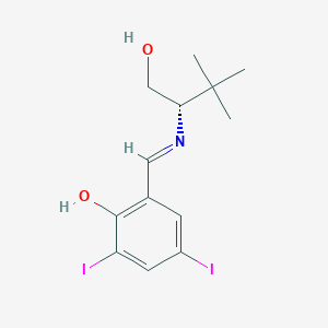 molecular formula C13H17I2NO2 B1450792 (S)-(-)-2-((1-Hydroxy-3,3-dimethylbutan-2-ylimino)methyl)-4,6-diiodophenol CAS No. 477339-39-2