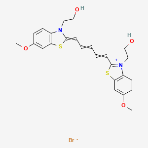 molecular formula C25H27BrN2O4S2 B14507963 Benzothiazolium, 3-(2-hydroxyethyl)-2-(5-(3-(2-hydroxyethyl)-6-methoxy-2(3H)-benzothiazolylidene)-1,3-pentadienyl)-6-methoxy-, bromide CAS No. 63815-82-7