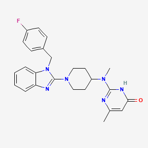 molecular formula C25H27FN6O B1450801 4(1H)-嘧啶酮，2-((1-(1-((4-氟苯基)甲基)-1H-苯并咪唑-2-基)-4-哌啶基)甲基氨基)-6-甲基- CAS No. 108612-60-8