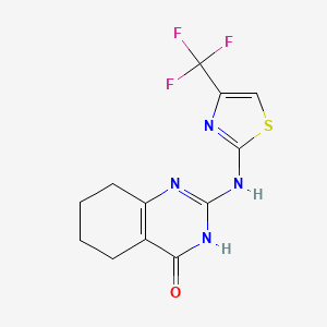 molecular formula C12H11F3N4OS B1450803 2-{[4-(trifluoromethyl)-1,3-thiazol-2-yl]amino}-5,6,7,8-tetrahydro-4(3H)-quinazolinone CAS No. 865659-90-1