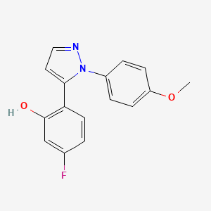 molecular formula C16H13FN2O2 B1450804 5-Fluoro-2-(1-(4-methoxyphenyl)-1H-pyrazol-5-yl)phenol CAS No. 876950-46-8