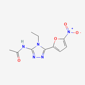 molecular formula C10H11N5O4 B14508112 N-[4-ethyl-5-(5-nitrofuran-2-yl)-1,2,4-triazol-3-yl]acetamide CAS No. 64057-56-3