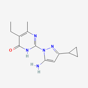 molecular formula C13H17N5O B1450822 2-(5-amino-3-cyclopropyl-1H-pyrazol-1-yl)-5-ethyl-6-methylpyrimidin-4(3H)-one CAS No. 1207047-57-1