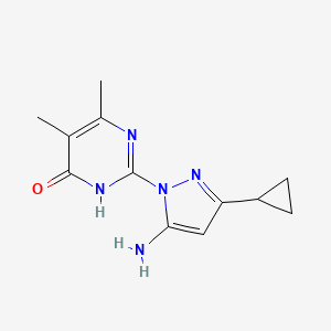 molecular formula C12H15N5O B1450823 2-(5-amino-3-cyclopropyl-1H-pyrazol-1-yl)-5,6-dimethylpyrimidin-4(3H)-one CAS No. 1207046-60-3