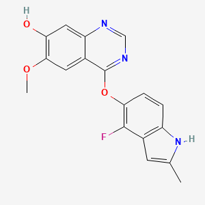 molecular formula C18H14FN3O3 B1450827 4-(4-fluoro-2-methyl-1H-indol-5-yloxy)-6-methoxyquinazolin-7-ol CAS No. 574745-76-9
