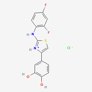 B1450854 4-(4-((2,4-Difluorophenyl)amino)-3,5-thiazolyl)benzene-1,2-diol, hydrochloride CAS No. 1274892-36-2