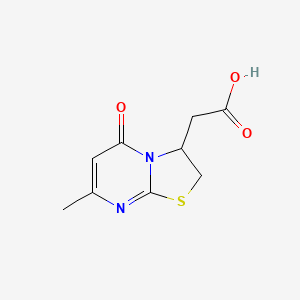 molecular formula C9H10N2O3S B1450861 (7-Methyl-5-oxo-2,3-dihydro-5H-[1,3]thiazolo[3,2-a]pyrimidin-3-yl)acetic acid CAS No. 1105190-78-0