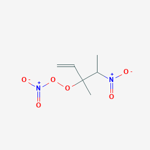 molecular formula C6H10N2O6 B14508889 Peroxynitric acid, 1-methyl-1-(1-nitroethyl)-2-propenyl ester CAS No. 62907-74-8
