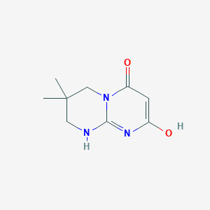 molecular formula C9H13N3O2 B1450912 2-hydroxy-7,7-dimethyl-6,7,8,9-tetrahydro-4H-pyrimido[1,2-a]pyrimidin-4-one CAS No. 1383777-82-9