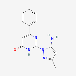 molecular formula C14H13N5O B1450946 2-(5-amino-3-methyl-1H-pyrazol-1-yl)-6-phenylpyrimidin-4(3H)-one CAS No. 1171738-69-4