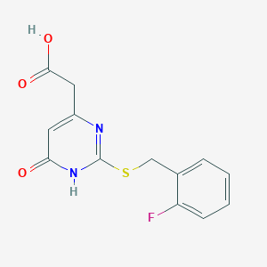 molecular formula C13H11FN2O3S B1450947 (2-[(2-Fluorobenzyl)thio]-6-oxo-1,6-dihydropyrimidin-4-YL)acetic acid CAS No. 1105191-53-4