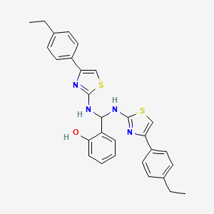 molecular formula C29H28N4OS2 B14509594 Phenol, 2-[bis[[4-(4-ethylphenyl)-2-thiazolyl]amino]methyl]- CAS No. 62684-51-9