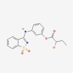 molecular formula C17H15BrN2O4S B1450963 3-[(1,1-Dioxido-1,2-benzothiazol-3-yl)amino]phenyl 2-bromobutanoate CAS No. 1192805-64-3