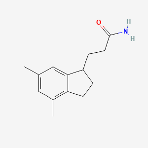 molecular formula C14H19NO B14509913 3-(4,6-Dimethyl-2,3-dihydro-1H-inden-1-yl)propanamide CAS No. 62678-09-5