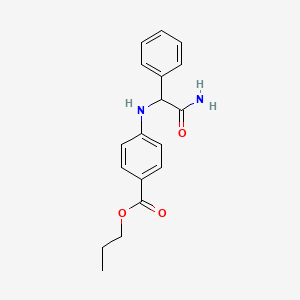 molecular formula C18H20N2O3 B14509953 Propyl 4-[(2-amino-2-oxo-1-phenylethyl)amino]benzoate CAS No. 62659-35-2