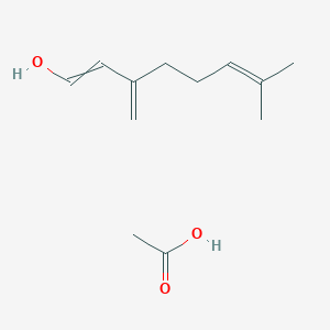 molecular formula C12H20O3 B14509998 Acetic acid;7-methyl-3-methylideneocta-1,6-dien-1-ol CAS No. 62823-75-0