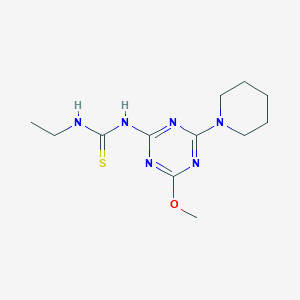 molecular formula C12H20N6OS B14510055 N-Ethyl-N'-[4-methoxy-6-(piperidin-1-yl)-1,3,5-triazin-2-yl]thiourea CAS No. 62734-55-8