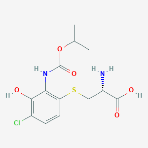 molecular formula C13H17ClN2O5S B14510256 S-[4-Chloro-3-hydroxy-2-({[(propan-2-yl)oxy]carbonyl}amino)phenyl]-L-cysteine CAS No. 63346-58-7