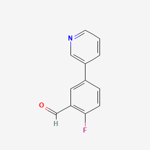 molecular formula C12H8FNO B1451032 2-Fluoro-5-(pyridin-3-yl)benzaldehyde CAS No. 1178350-70-3