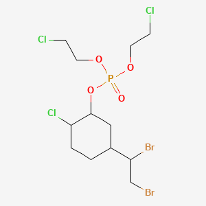 molecular formula C12H20Br2Cl3O4P B14510577 Phosphoric acid, di-(2-chloroethyl)-2-chloro-5-(1,2-dibromoethyl)cyclohexyl ester CAS No. 64050-74-4