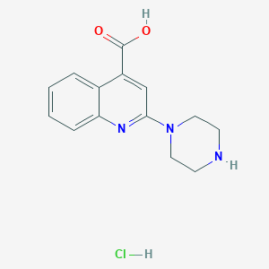 molecular formula C14H16ClN3O2 B1451064 2-Piperazin-1-yl-quinoline-4-carboxylic acid hydrochloride CAS No. 1185299-92-6