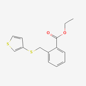 molecular formula C14H14O2S2 B14510704 Ethyl 2-{[(thiophen-3-yl)sulfanyl]methyl}benzoate CAS No. 62688-06-6