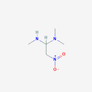 molecular formula C5H13N3O2 B14510780 N~1~,N~1~,N'~1~-Trimethyl-2-nitroethane-1,1-diamine CAS No. 63896-09-3