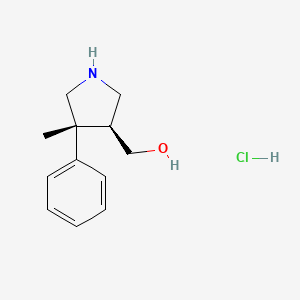 molecular formula C12H18ClNO B1451096 [(3S,4R)-4-Methyl-4-phenylpyrrolidin-3-yl]-methanol hydrochloride CAS No. 1217842-07-3